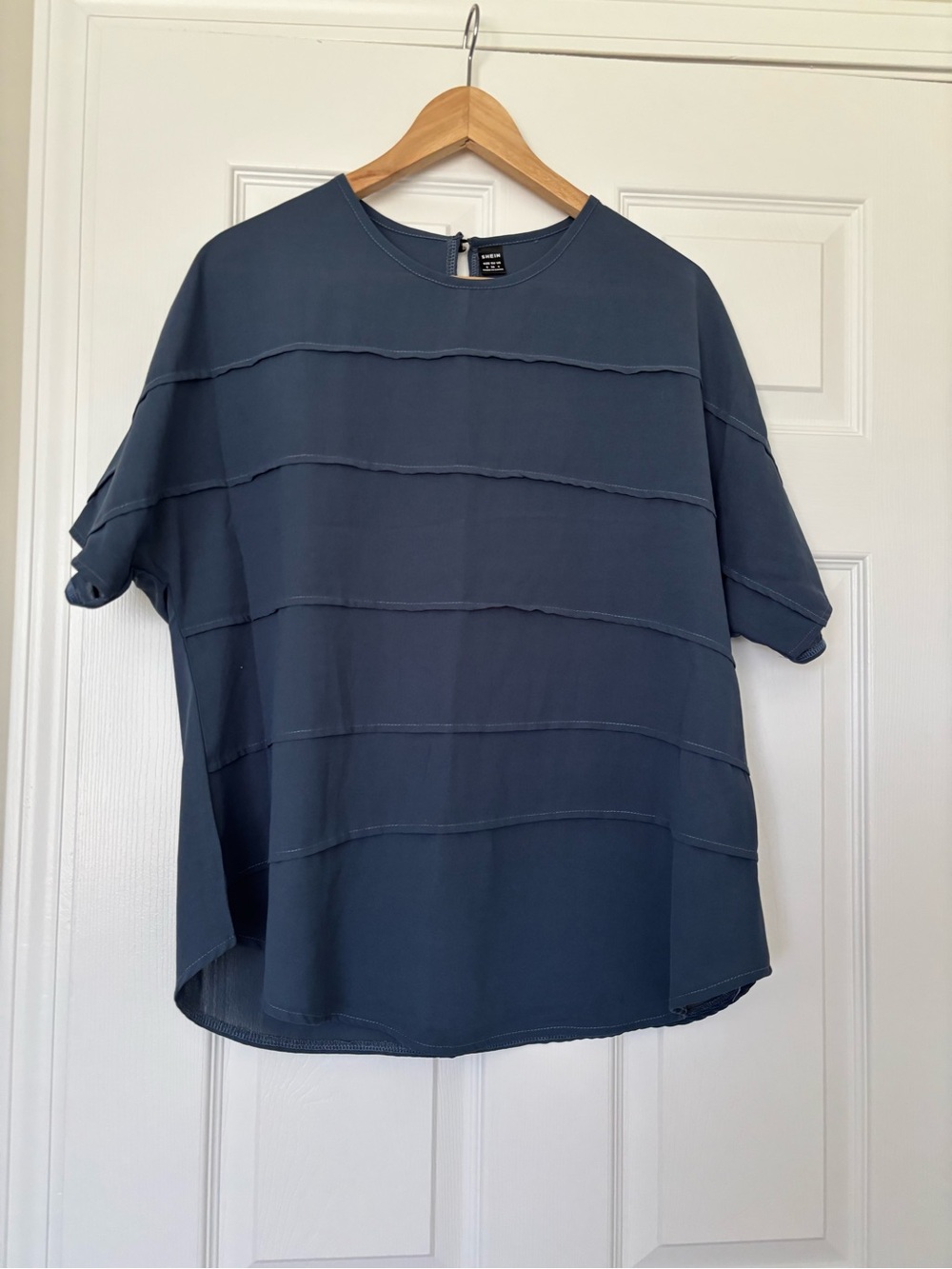 Maternity Slate Blue Boxy Short Sleeve Blouse